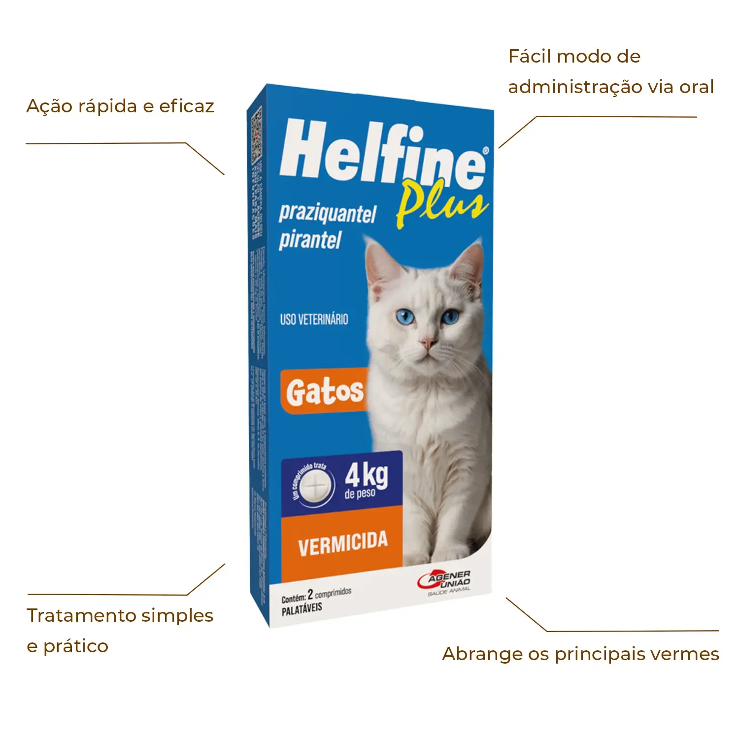Vermífugo Helfine Plus para Gatos